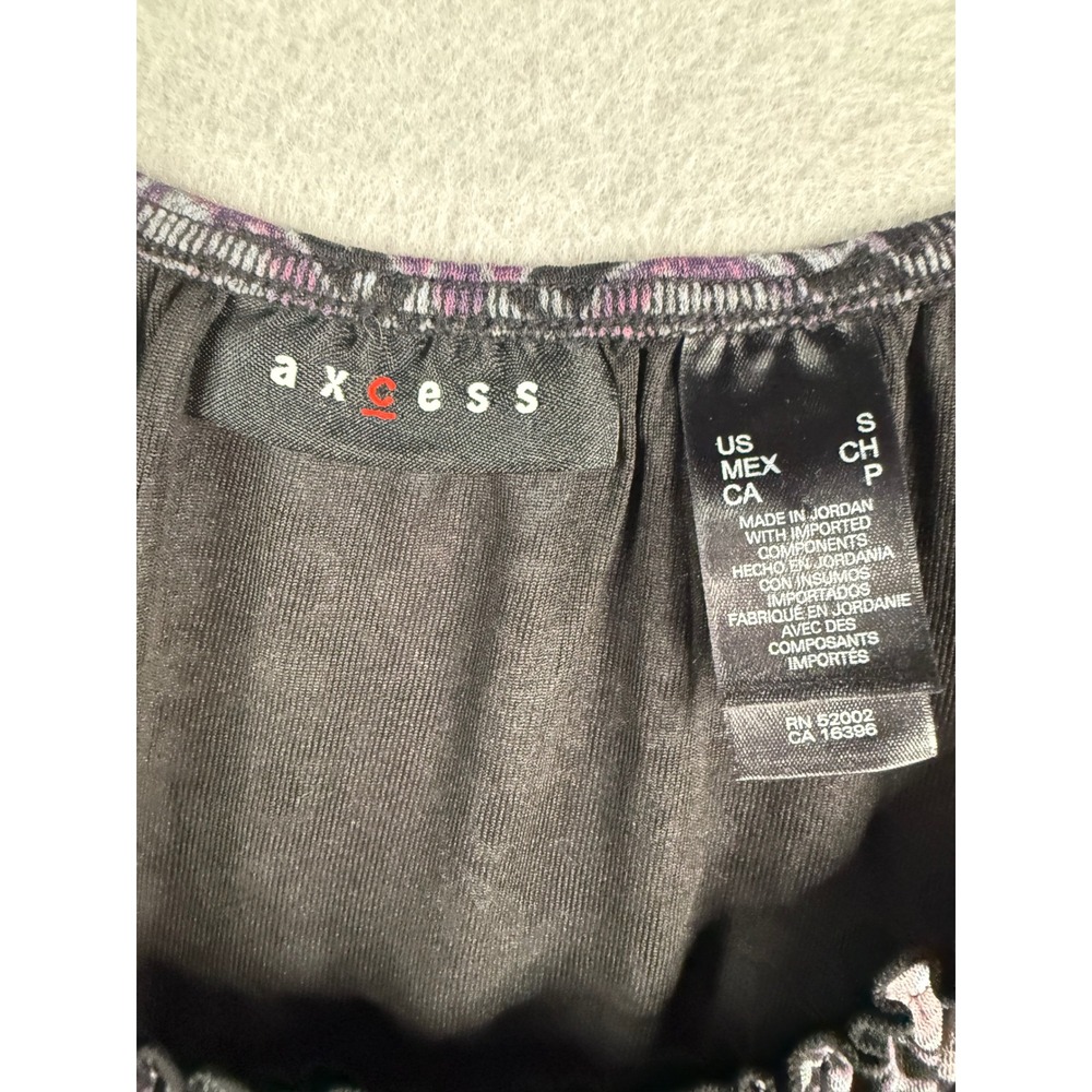Axcess Y2K Mesh Top Women Size S Black Purple Mesh Whimsigoth Dark Romance - Picture 5 of 9